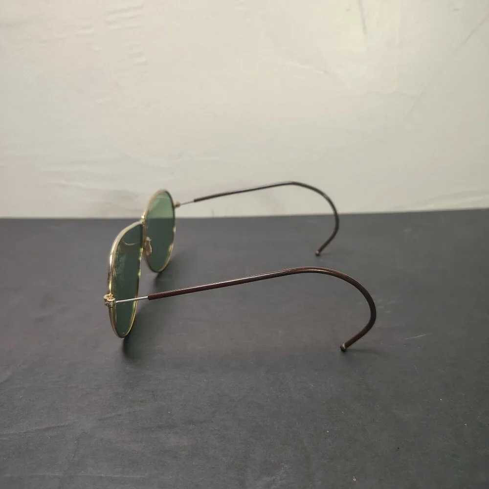 VINTAGE Aviator Sunglasses US Army Air Corp D-1 Green Glass Lens